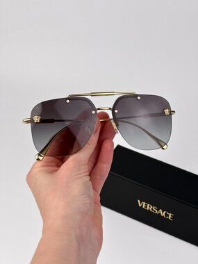 Versace Sunglasses – Gold Rimless Pilot Gradient Unisex Model VE2296 100284